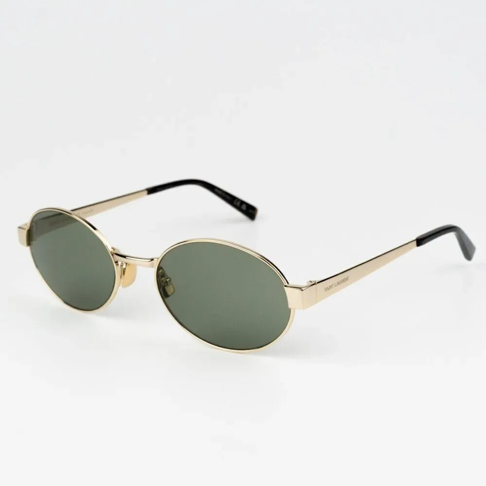 NEW Saint Laurent SL692 003 Gold Green Oval Women Sunglasses - Picture 7 of 15